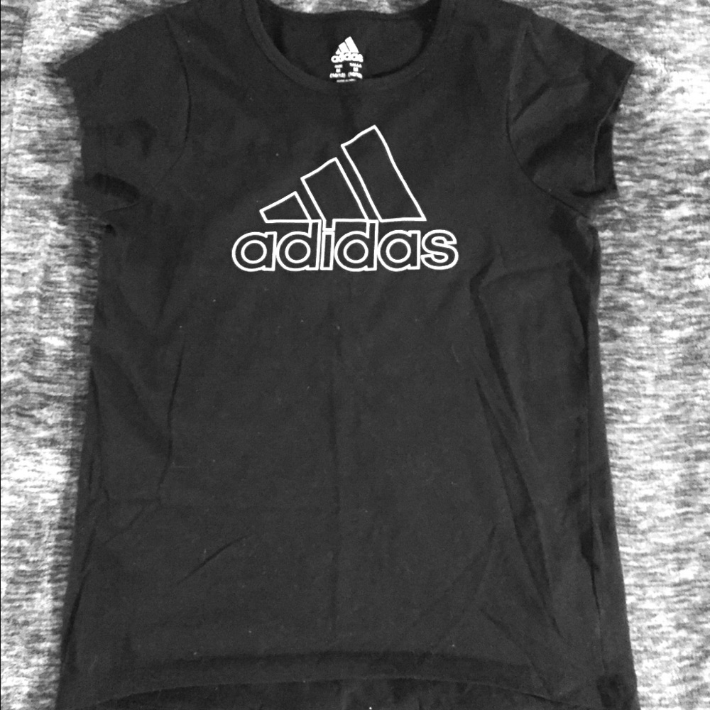 Black and White Adidas T-Shirt. Girls M